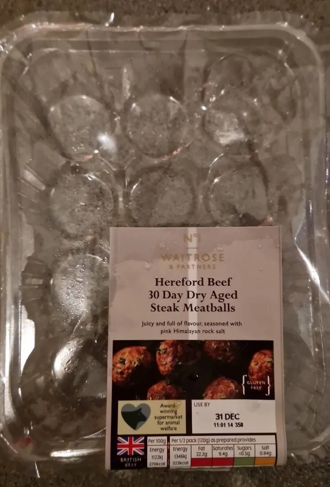 Waitrose 1 Hereford Beef 30 Day Dry Aged Steak Meatballs