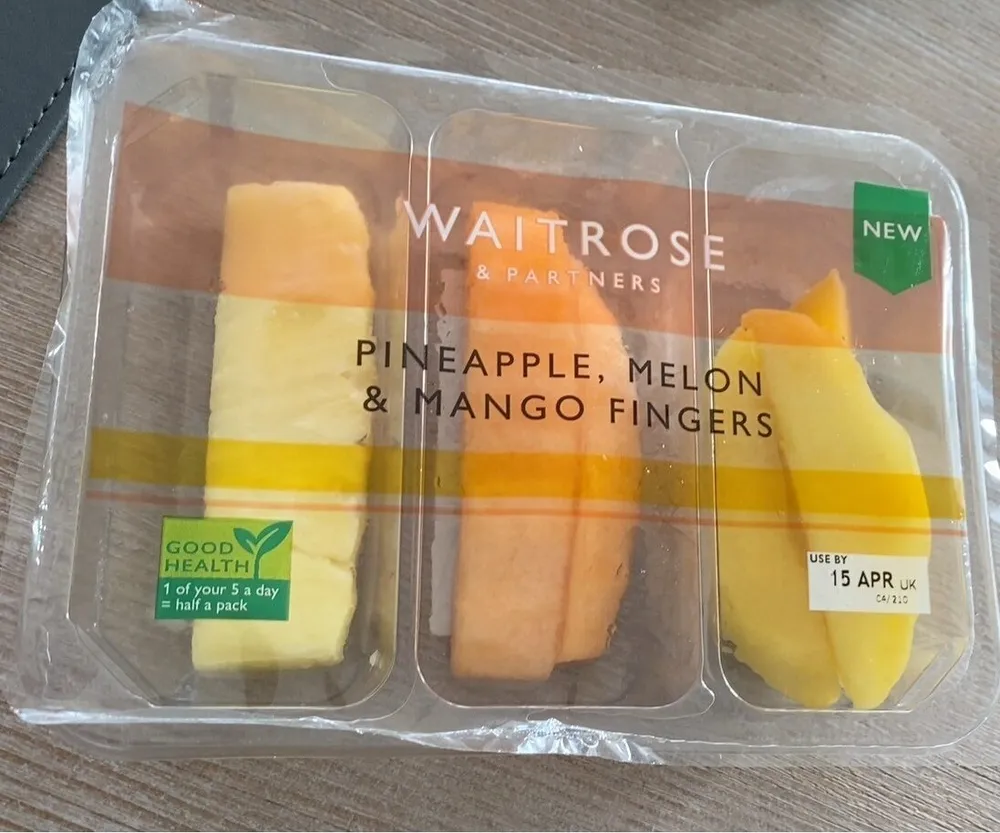 Pineapple, melon and mango fingers