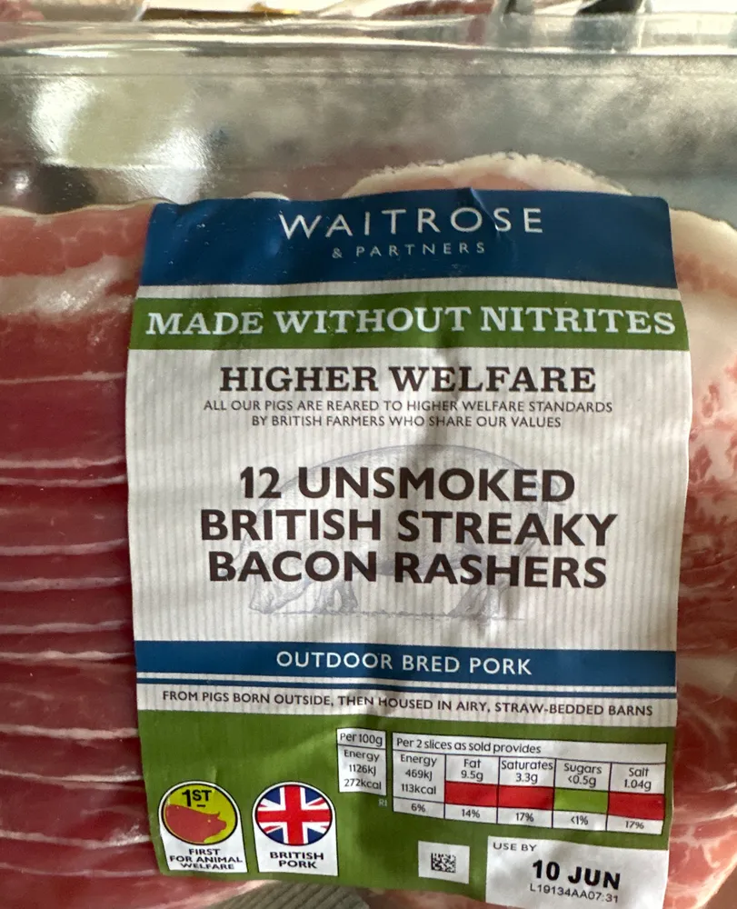 Unsmoked British Streaky Bacon Rashers