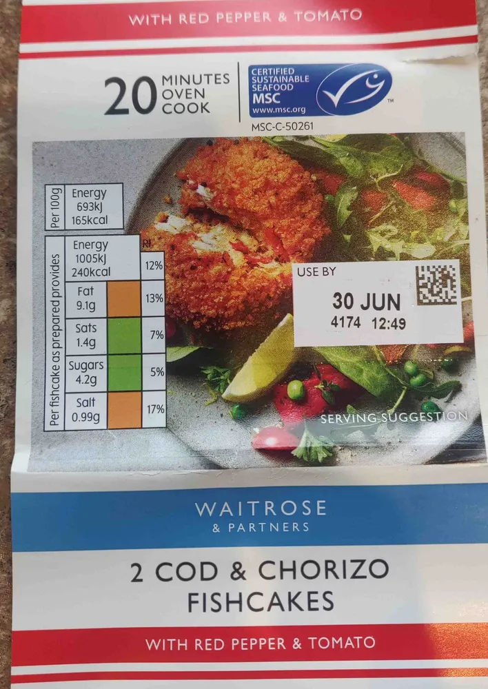 Cod and chorizo fishcakes
