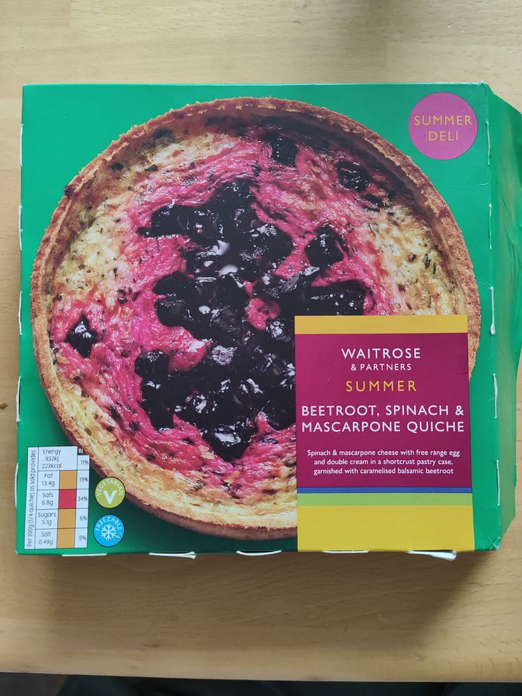 Beetroot, Spinach & Marscapone Quiche