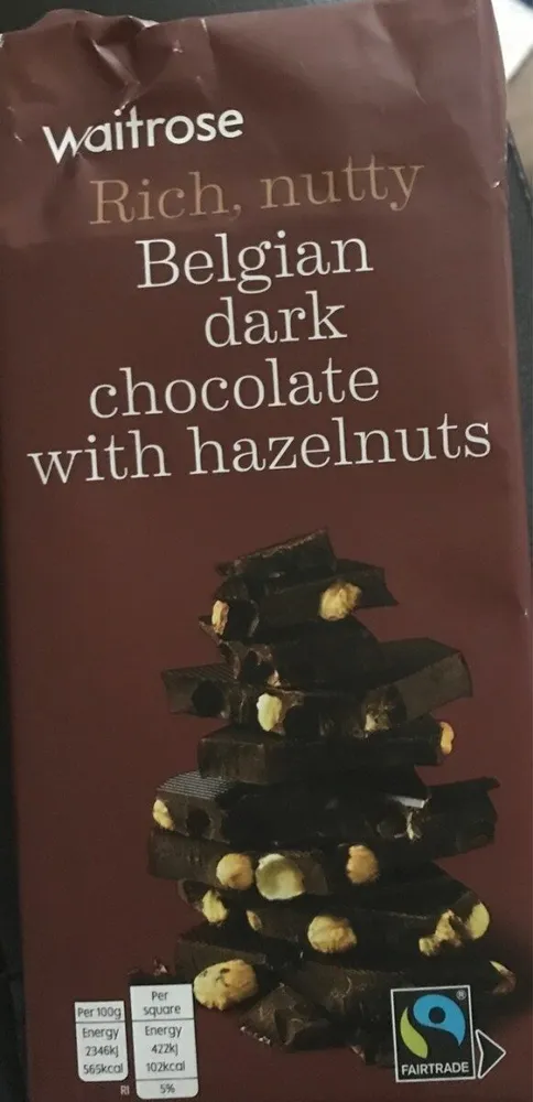 Belgian dark chocolate with hazelnuts