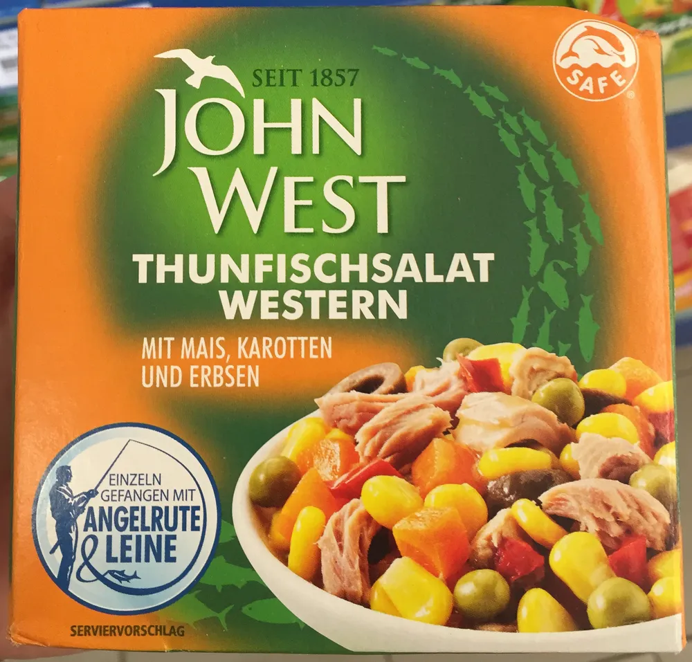 Thunfischsalat Western mit mais, Karotten und erbsen