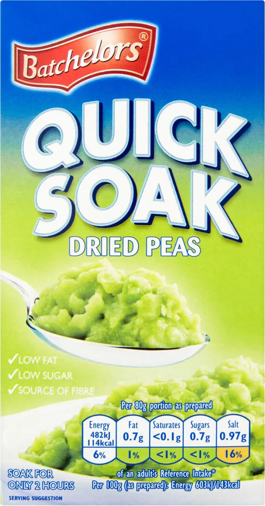 Batchelors Quick Soak Dried Peas 250G