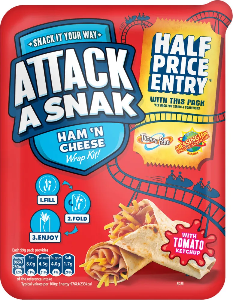 a Snak Ham 'N Cheese Wrap Kit with Tomato Ketchup