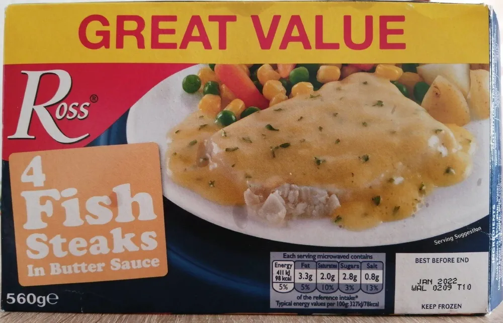 GREAT VALUE filete de pescado en salsa de mantequilla