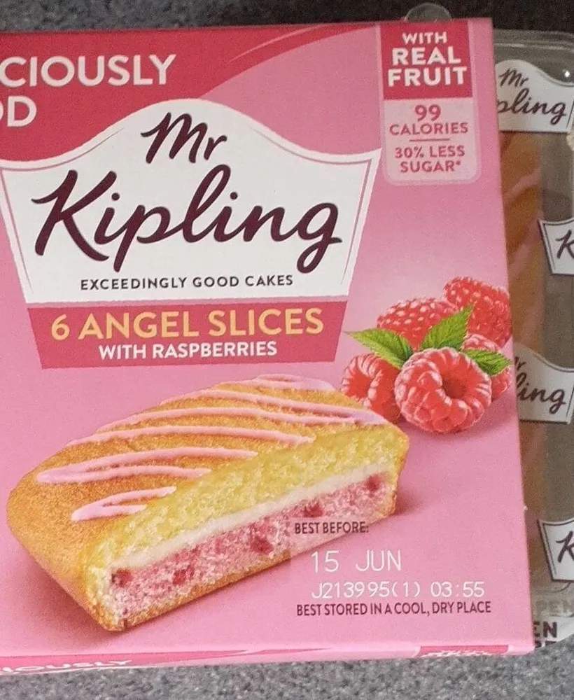 Angel slices with raspberries