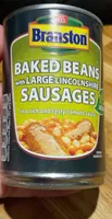 Baked beans with large lincolnshire sausages
