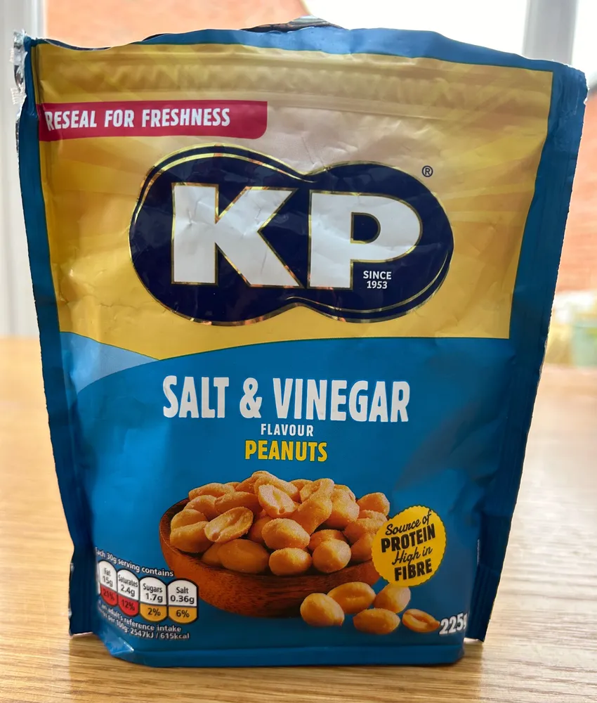 KP Salt & Vinegar flavour peanuts.