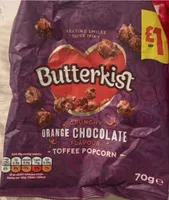 Crunchy orange chocolate flavour toffee popcorn