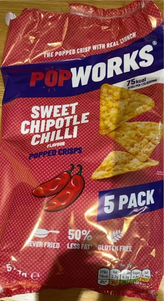 Sweet chipotle chilli flavour popped crisps