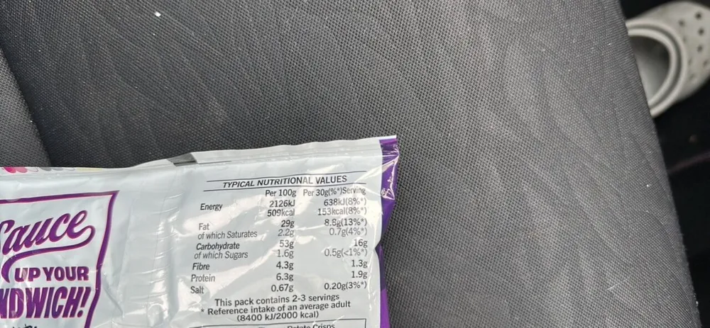 serving contains WALKERS £1.3 Lead THE ORIGINAL &