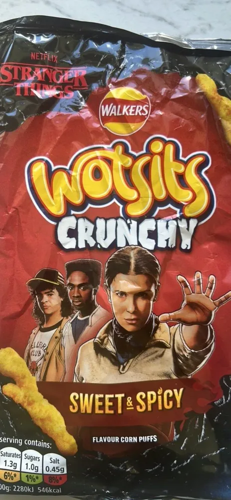 Wotsits Crunchy Sweet & Spicy Flamin' Hot flavour corn puffs