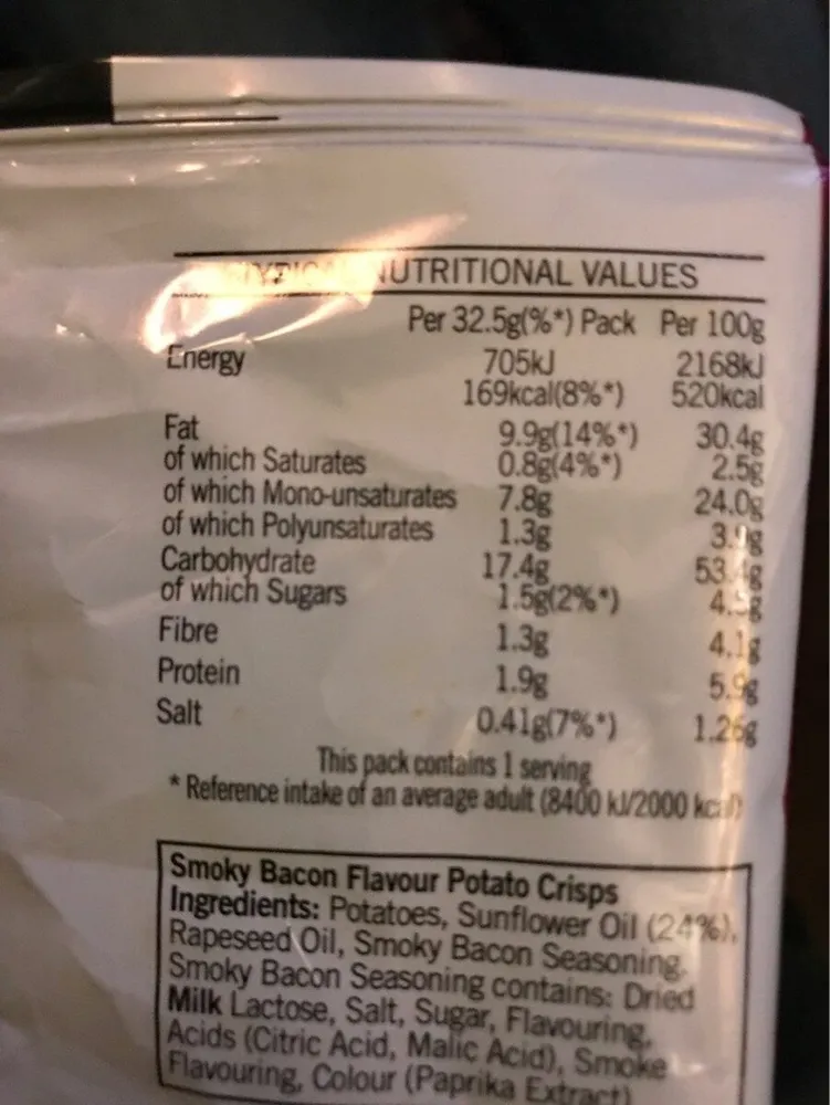 Smoky Bacon Flavour Potato Crisps