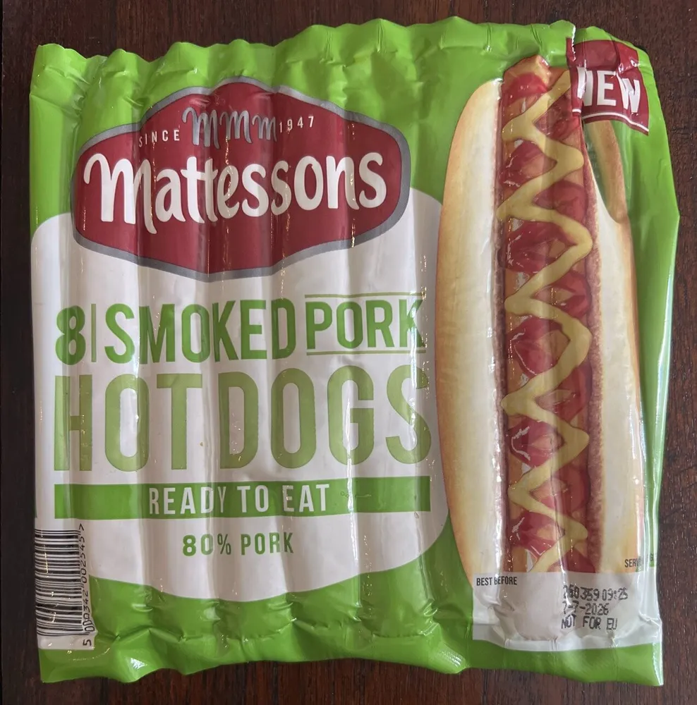 8 Smoked Pork Hot Dogs