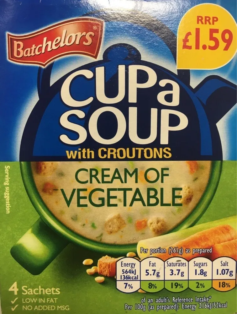 Cream of Vegetable Cup a Soup with Croutons