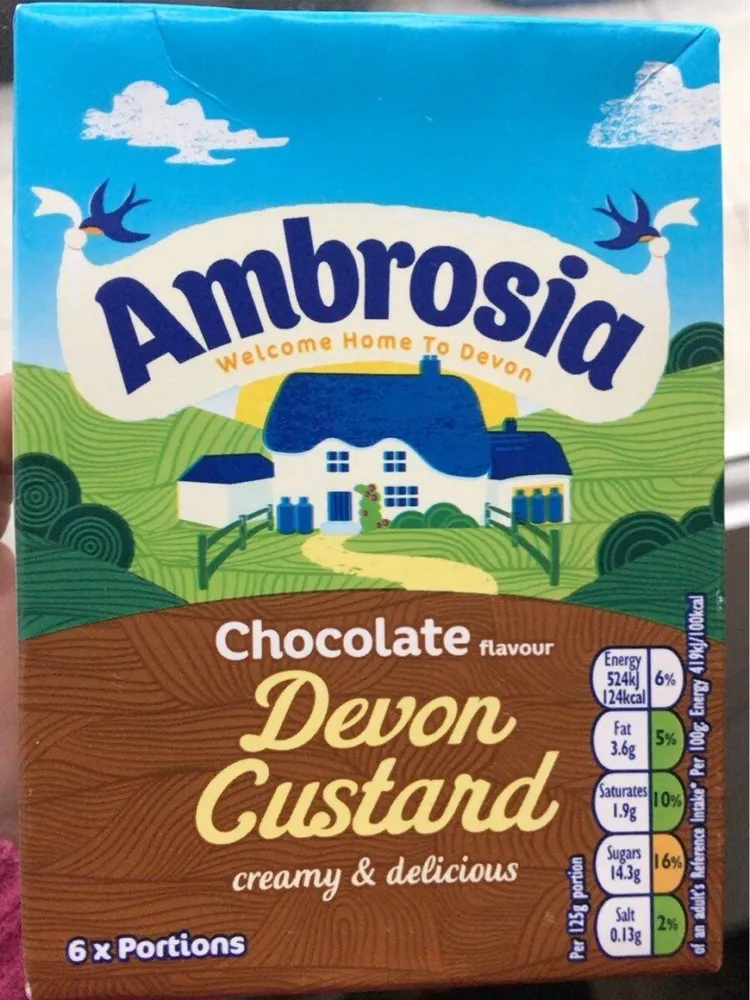 Chocolate flavour devon custard