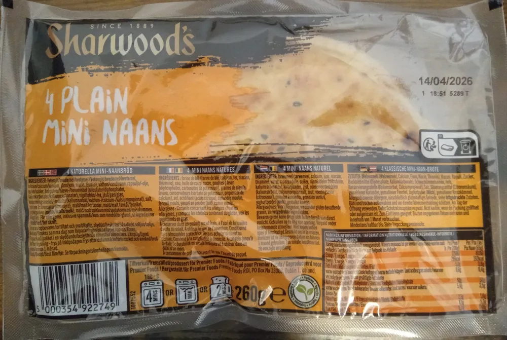 4 plain mini naans