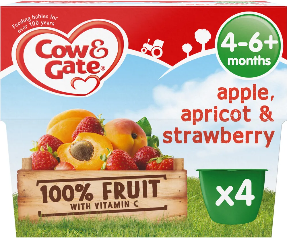 Gate Apple Apricot & Strawberry Fruit Puree Pots 4 x