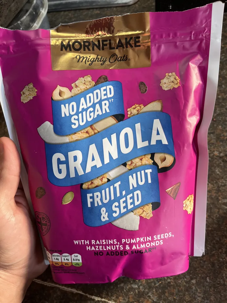 Mornflake Mighty Oats No added sugar granola fruit, nut & seed