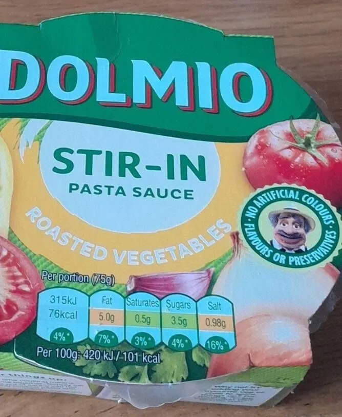 HROUGH DOLM!O Stir in PASTA SAUCE ROASTED VEGETABL