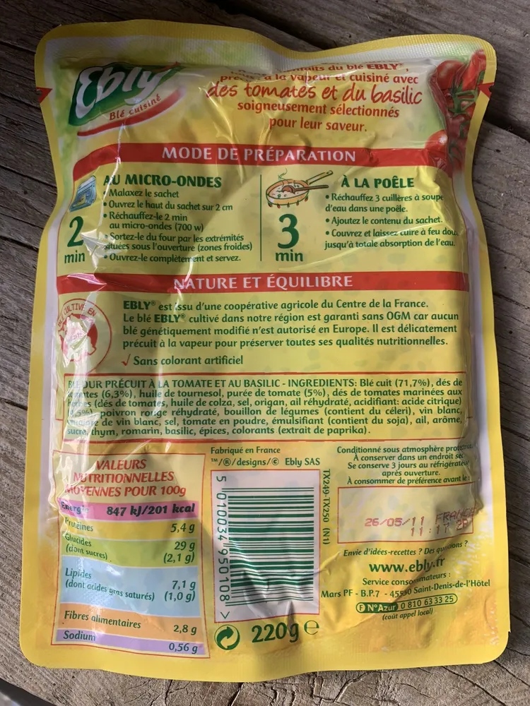 Blé à la Tomate et au Basilic