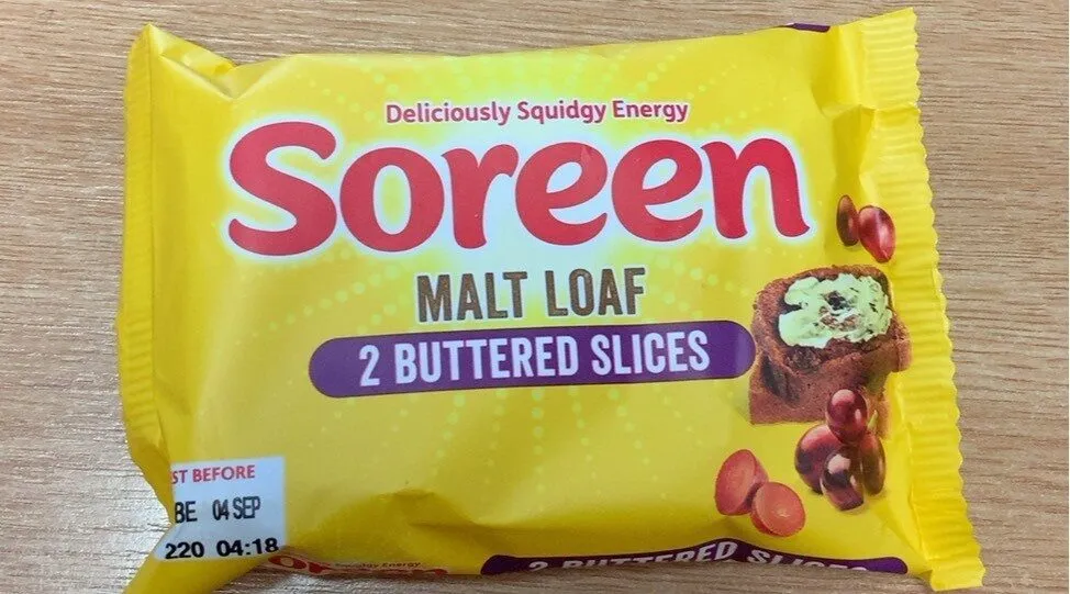 Malt loaf 2 buttered slices