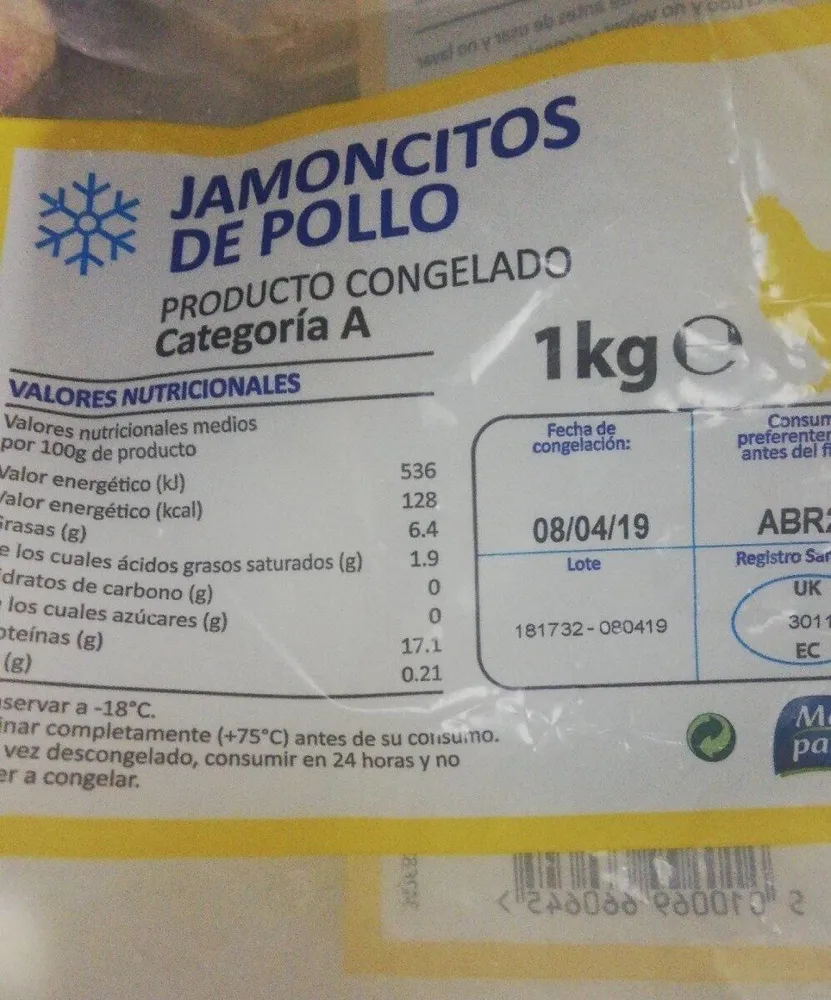 Jamoncitos De Pollo Congelados