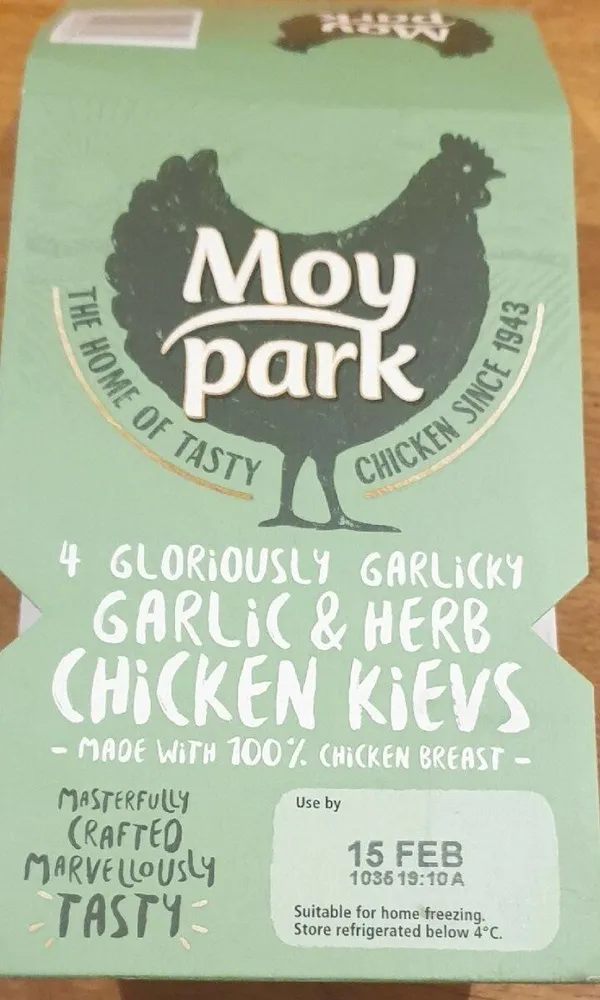 Garlic and herb chicken kievs