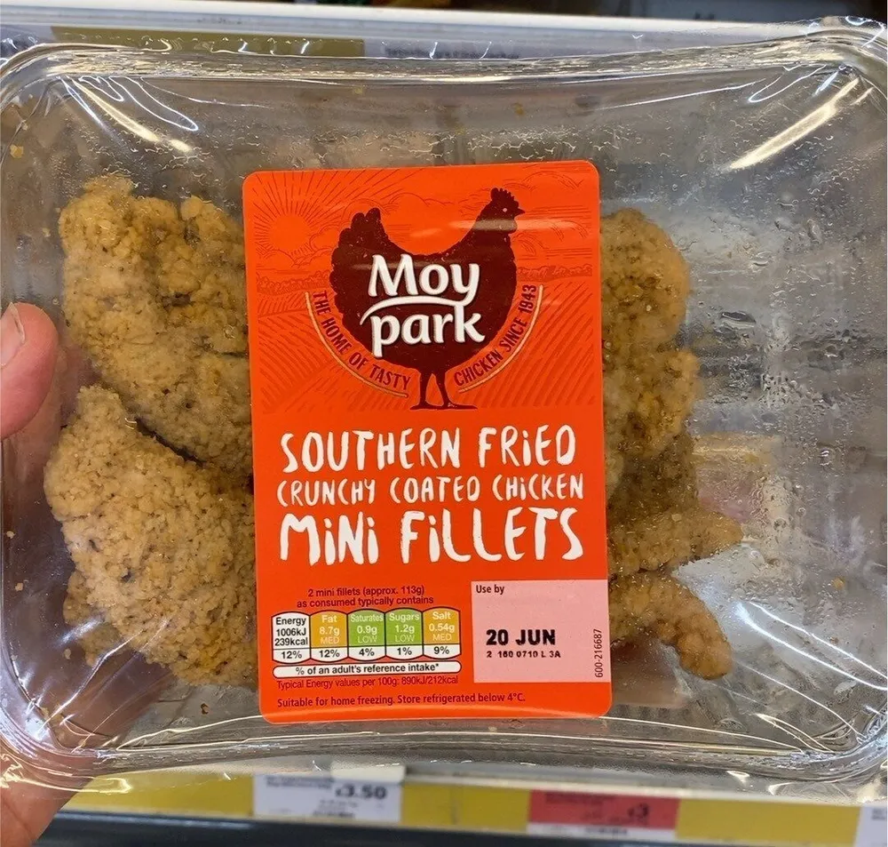 Southern fried crunchy coated chicken fillets