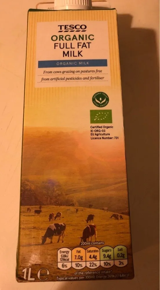 Organic full fat milk