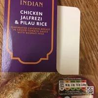 Chicken jalfrezi and pilau rice