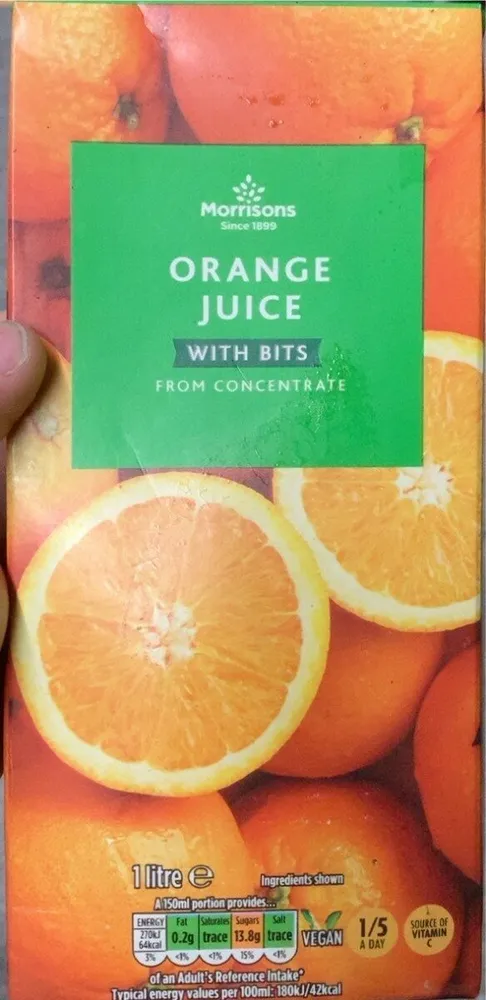 Orange juice with bits