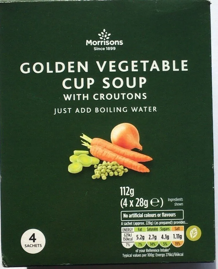 Golden Vegetable Cup Soup with Croutons