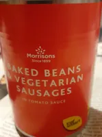 Baked beans with vegetarian sausages