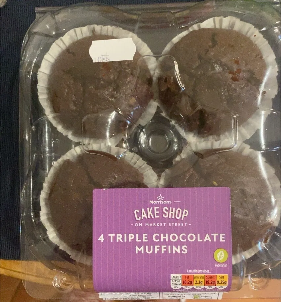 4 Triple Chocolate Muffins