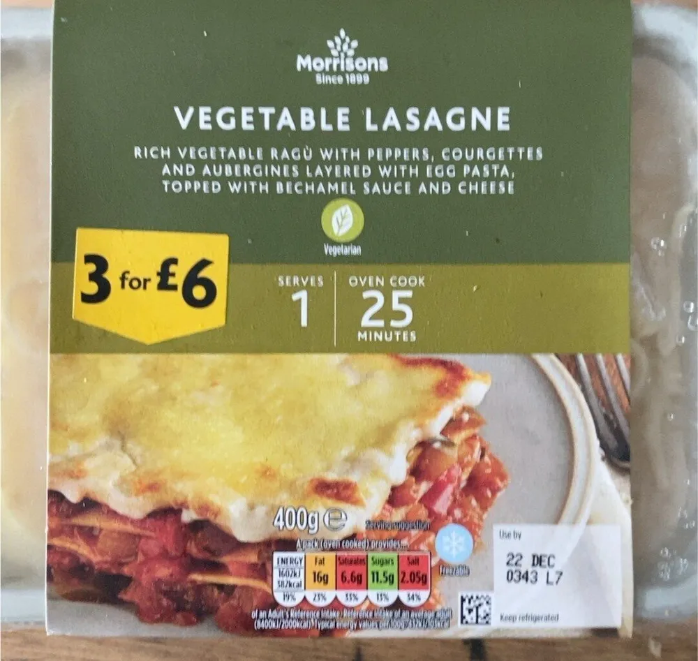 Vegetable lasagne