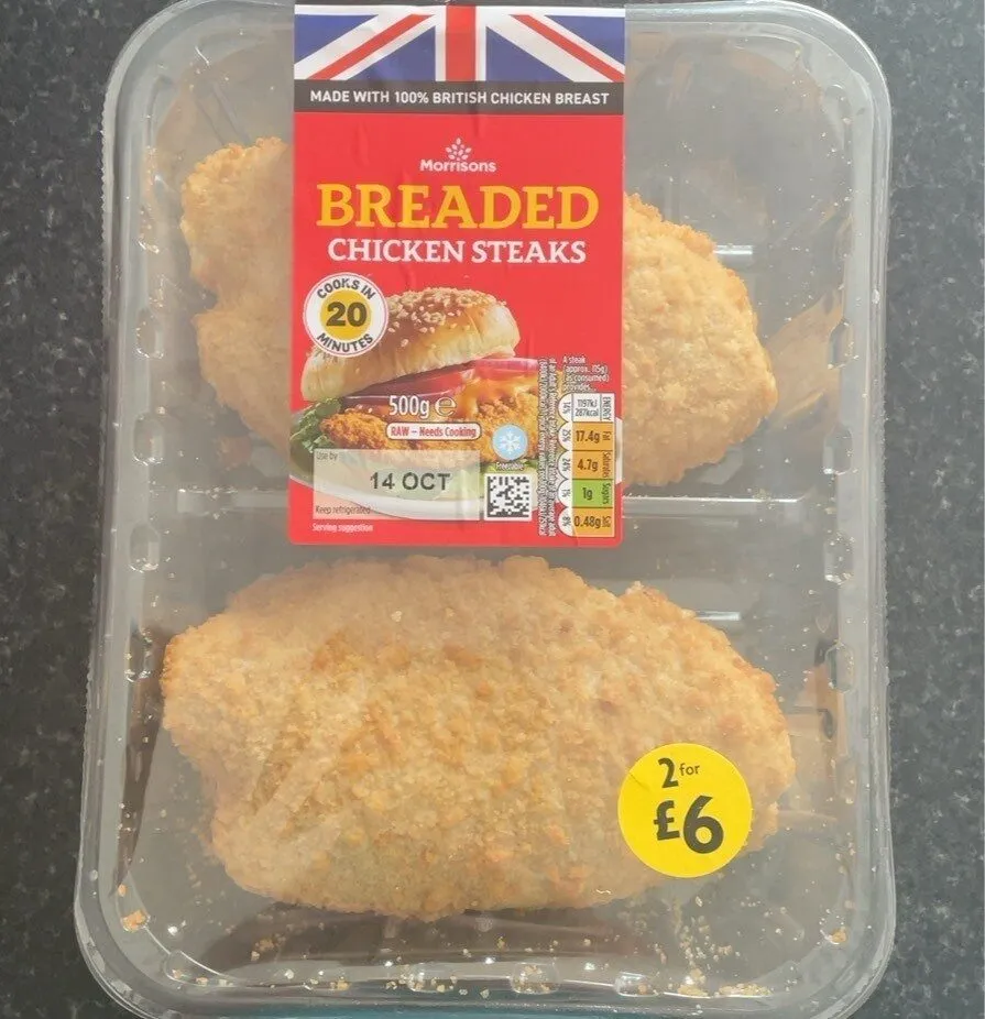 Breaded chicken steaks