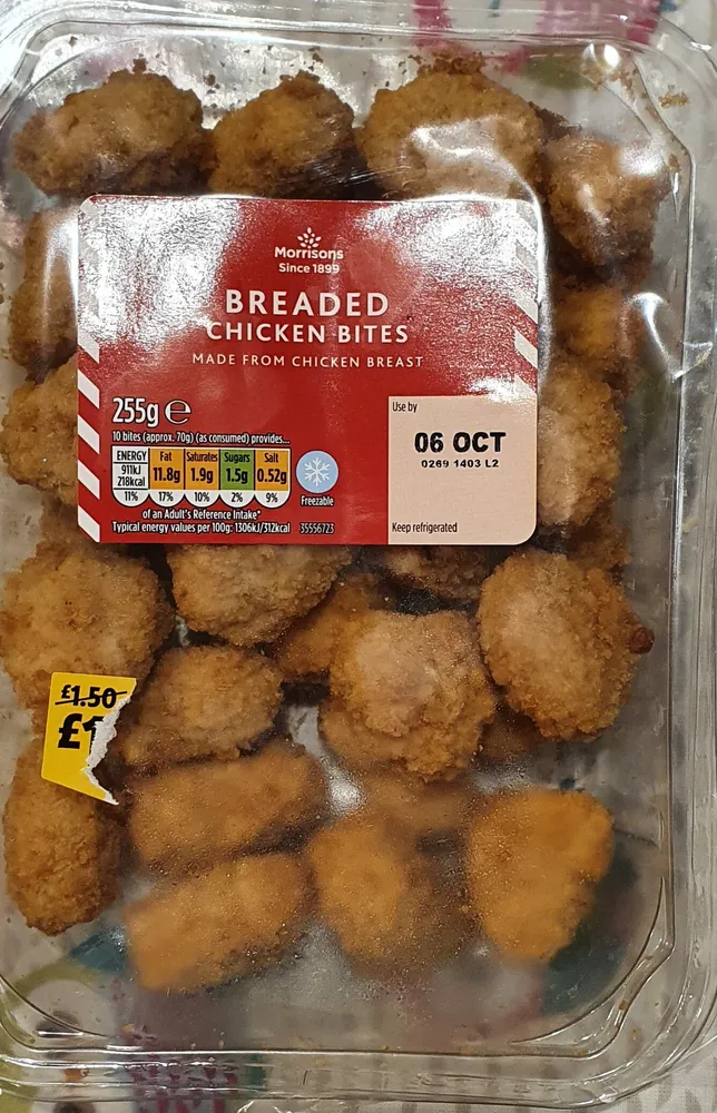 Breaded chicken bites