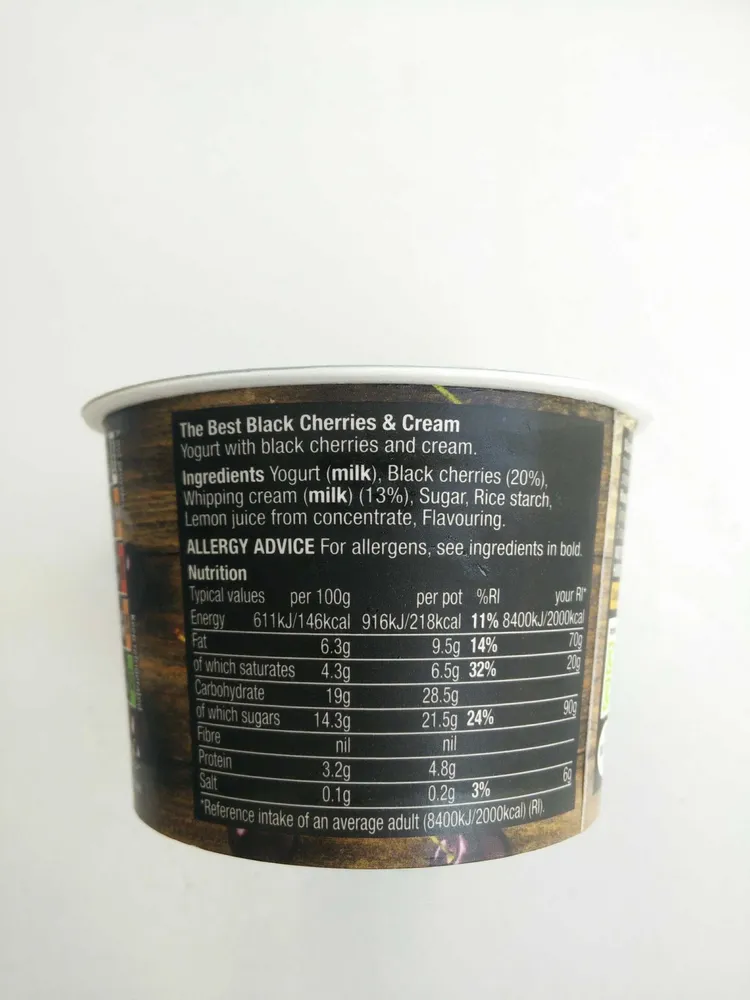 Morrisons The Best Black Cherries & Cream Yogurt