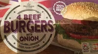 Morisons 4 beef burgers with onion