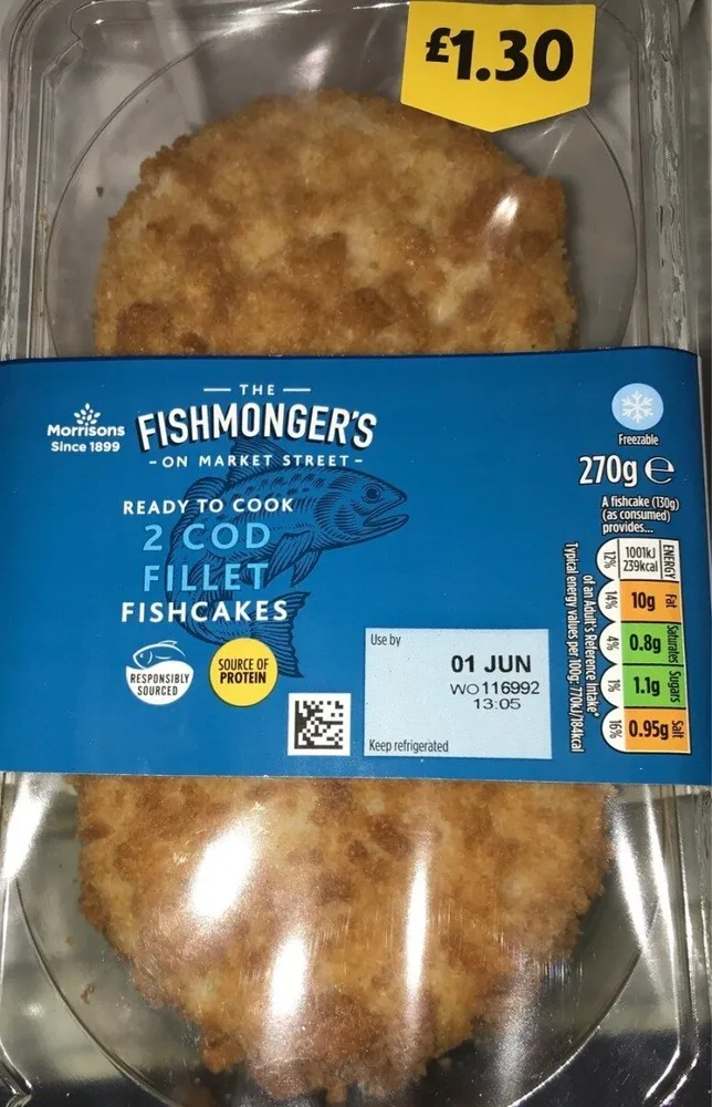 2 cod fillet fishcakes