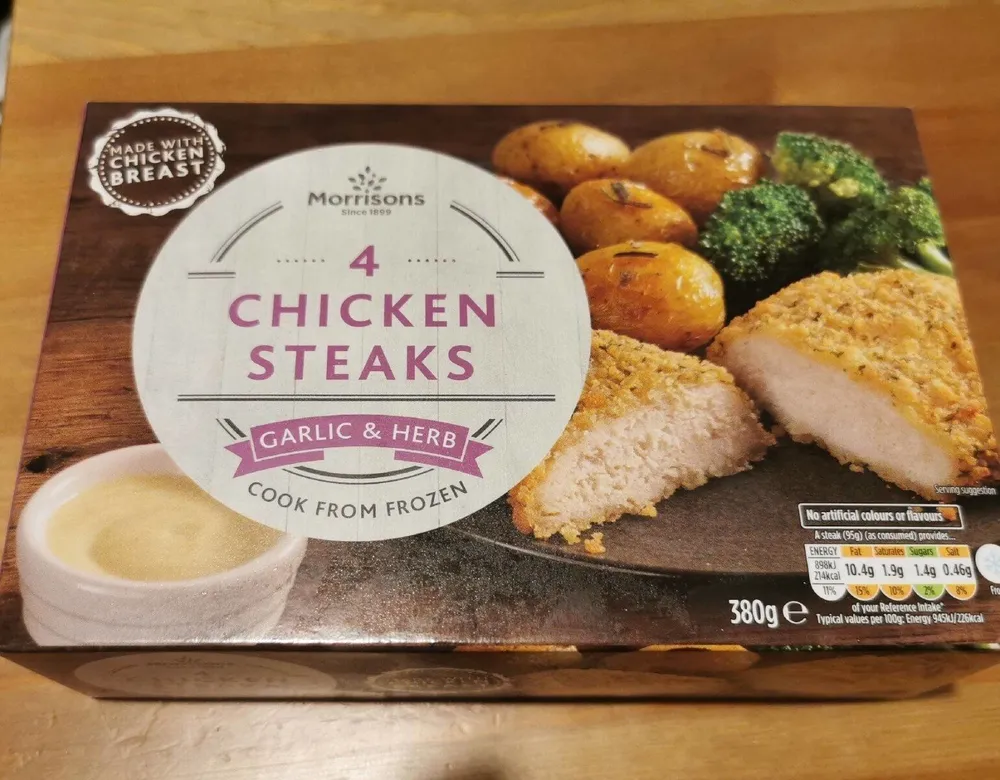 4 chicken steaks, garlic & herb