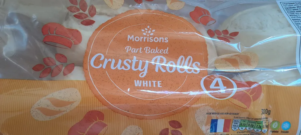 Part baked crusty rolls white