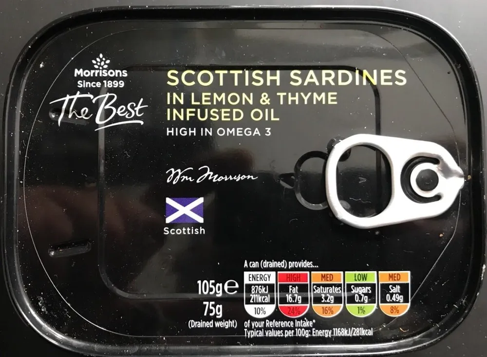 Scottish sardines in lemon & thyme infused oil