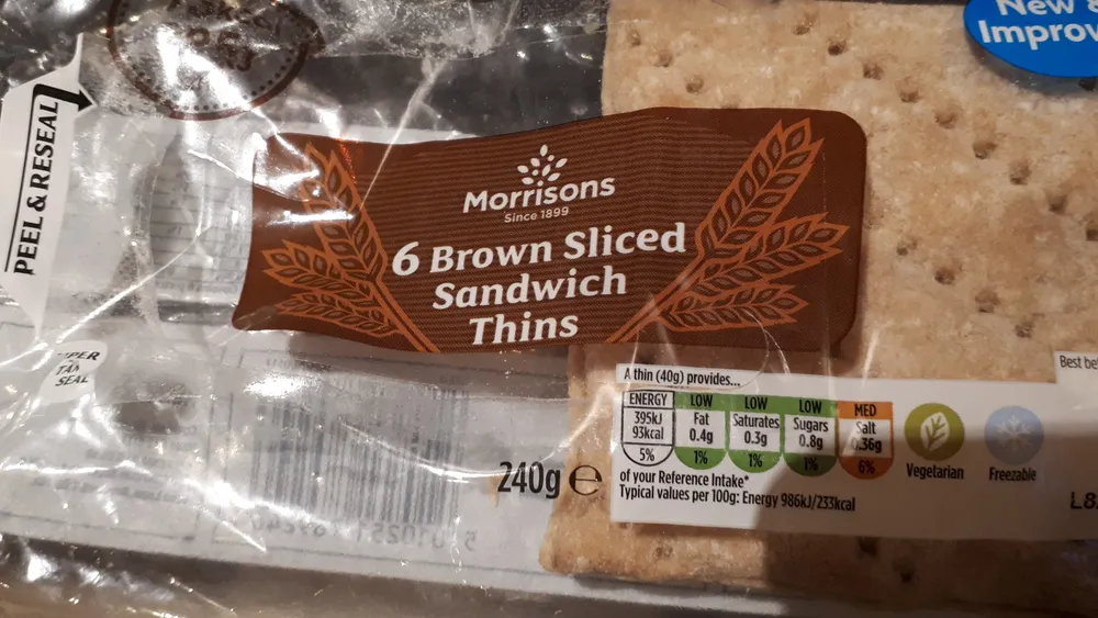 6 brown sliced thins