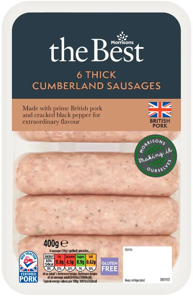 Thick British Cumberland sausages