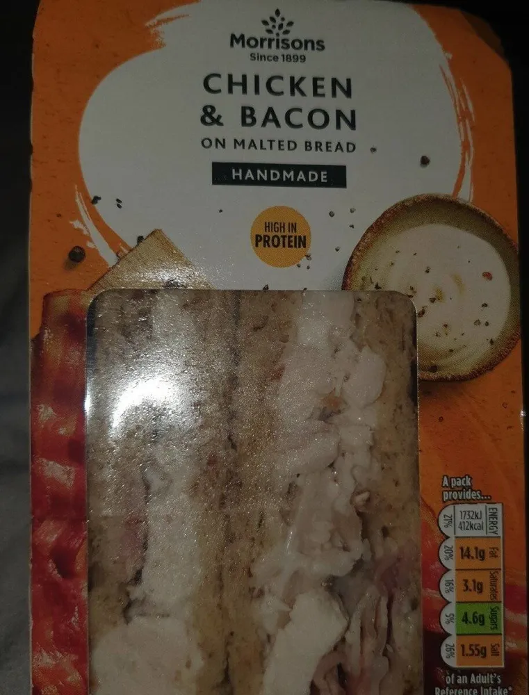 Chicken and bacon on malted bread