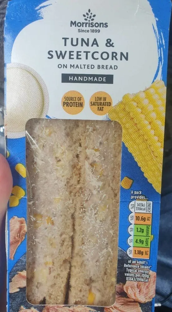 Tuna and sweetcorn on malted bread