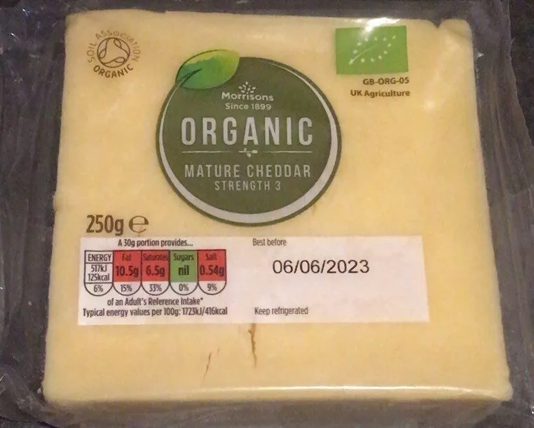 Organic mature cheddar strength 3
